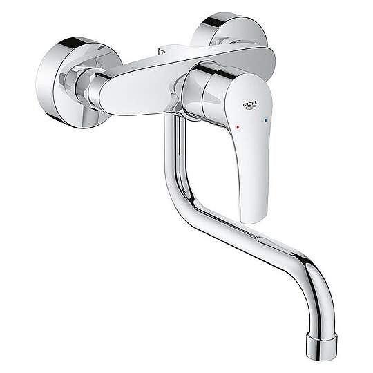 Bild 1 - Wand-Spültischmischer Grohe Eurosmart mit Schwenkauslauf, Ausladung 216 mm, chrom - 31391003