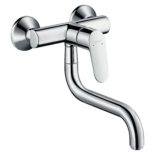 Bild 1 - Wand-Spültischmischer Hansgrohe Focus M41 mit Schwenkauslauf, Ausladung 261 mm, chrom - 31825000