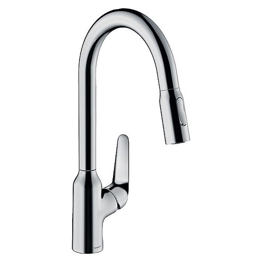 Bild 1 - Spültischmischer Hansgrohe 220 Focus M42 herausziehbare Geschirrbrause, Ausladung 207 mm, chrom - 71800000