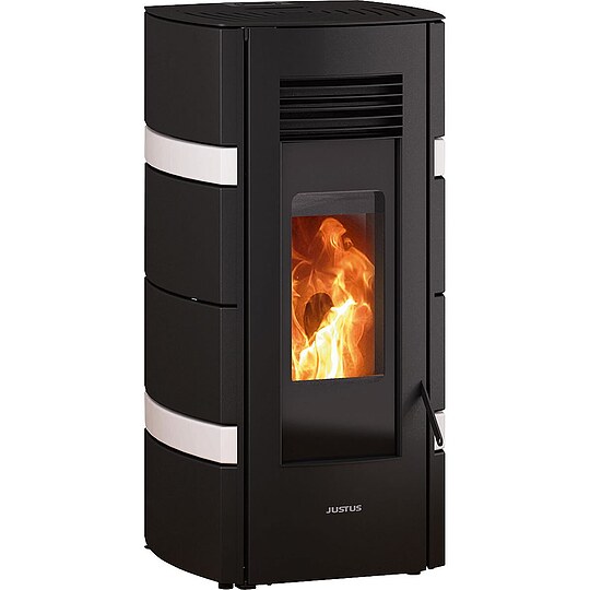 Bild 1 - Pelletofen Justus Sia conStone, Seidenwei� / Stahl schwarz, 8 kW - 7949 87