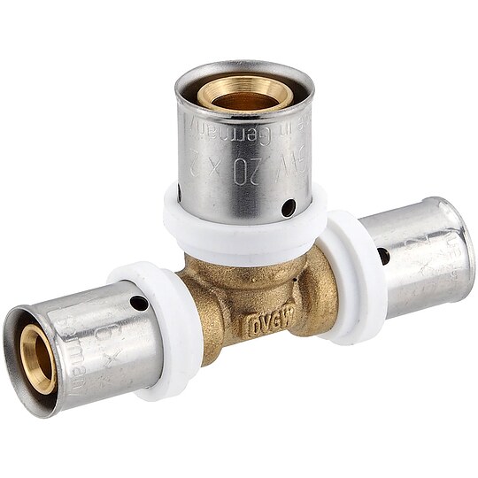 Bild 1 - Pressfitting-T-Stück - Mittelabgang erweitert - 16 x 2,0 - 20 x 2,0 - 16 x 2,0 mm für MV-Rohr