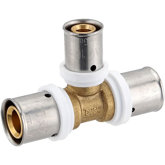 Bild 1 - Pressfitting-T-St�ck - Mittelabgang reduziert - 20 x 2,0 - 16 x 2,0 - 20 x 2,0 mm f�r MV-Rohr