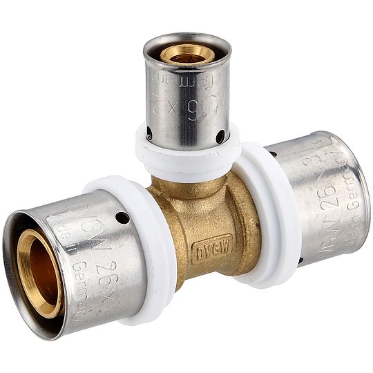 Bild 1 - Pressfitting-T-Stck - Mittelabgang reduziert - 26 x 3,0 - 16 x 2,0 - 26 x 3,0 mm fr MV-Rohr