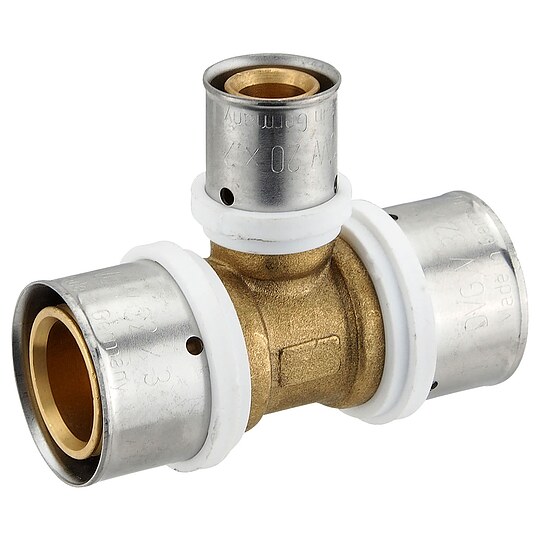 Bild 1 - Pressfitting-T-Stück - Mittelabgang reduziert - 32 x 3,0 - 20 x 2,0 - 32 x 3,0 mm für MV-Rohr