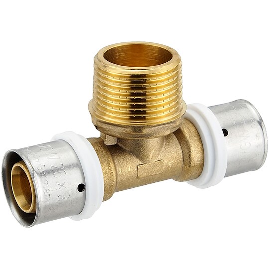 Bild 1 - Pressfitting-T-St�ck 26 x 3,0 - 1 Zoll Au�engewinde - 26 x 3,0 mm f�r MV-Rohr