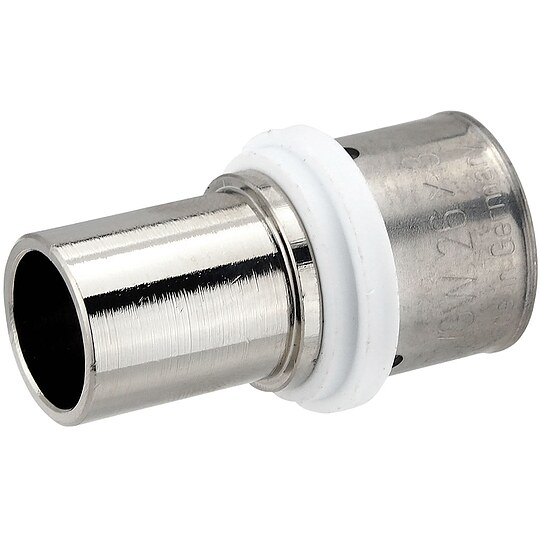 Bild 1 - Pressfitting-�bergang 26 x 3,0 mm MV-Rohr auf 22 mm Kupferrohr - Pressanschluss vernickelt