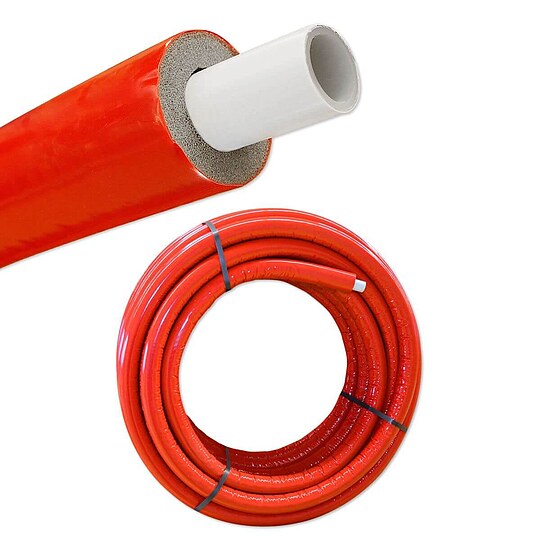 Bild 1 - Iso - Mehrschichtverbundrohr 16 x 2 mm / rot - 10 mm Isolierstrke - Rolle 50 m - 50% GEG