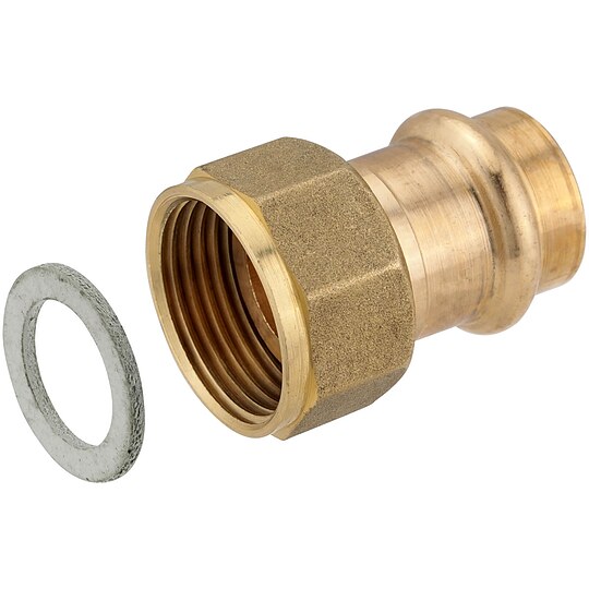 Bild 1 - Press-bergangsverschraubung aus Rotguss 22 mm - 3/4'' IG (berwurf) - flachdichtend - fr Kupferrohre - DVGW - fr V- & M-Kontur