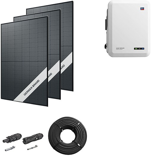 Bild 1 - Photovoltaik-Paket 10 kWp mit SMA Wechselrichter 10 kW, 24 Solarmodulen full black