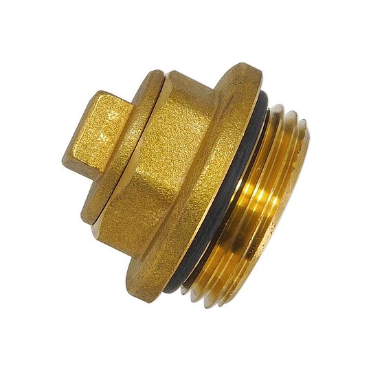 Bild 1 - Messing-Abschlussstopfen 1'' fr T-Ventil mit integriertem Stopfen 1/2''