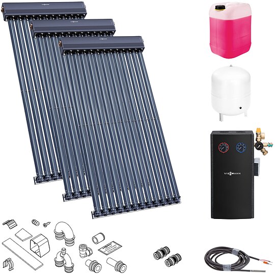 Bild 1 - Viessmann Solaranlage mit 3 Stk. Vitosol 300-TM SP3C, Regelung und Zubehör zur solaren Nachrüstung - SK07314