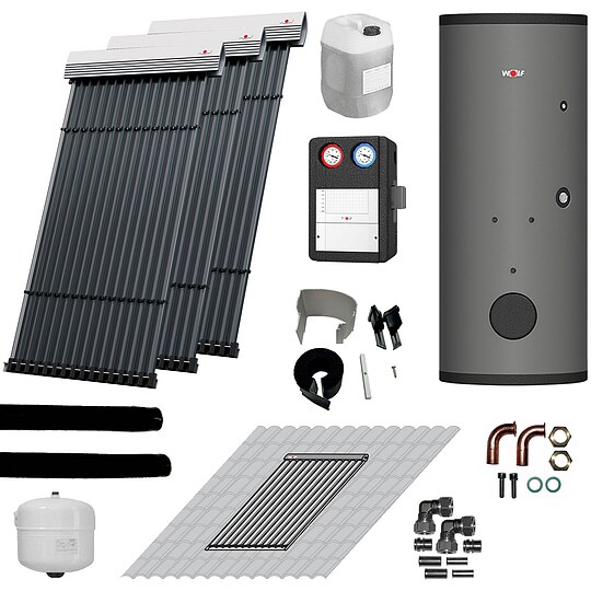 Bild 1 - WOLF Solaranlage mit 3 Stk. CRK Kollektoren, SM2-2 Regelung und Solarspeicher SEM-2-400 - 2484854F48