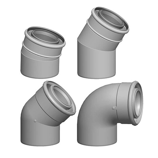 Bild 1 - WOLF Luft-/Abgasrohr-Bogen konzentrisch wei� steckbar - DN 80/125 - 15�