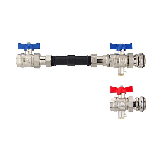 Bild 1 - Anschluss-Set für Wärmezähler mit 3/4 Zoll-Gewinde - 110 mm - Durchgangsfom