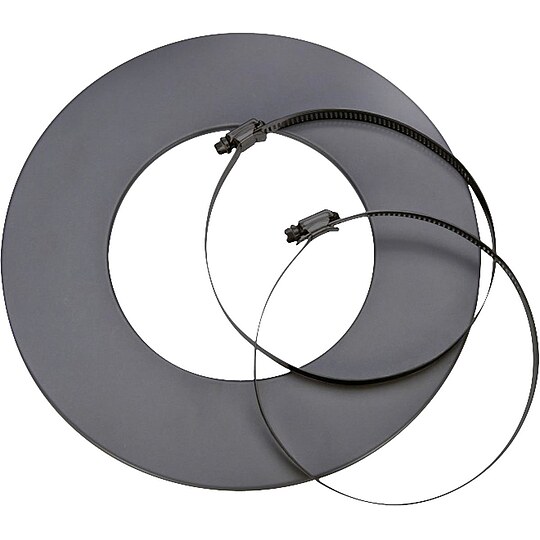 Bild 1 - Rosette  100 mm mit Klemmschellen, schwarz
