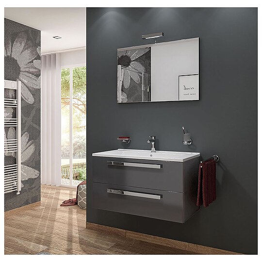 Bild 1 - Badmöbel-Set EDIA Serie MAB, anthrazit Hochglanz