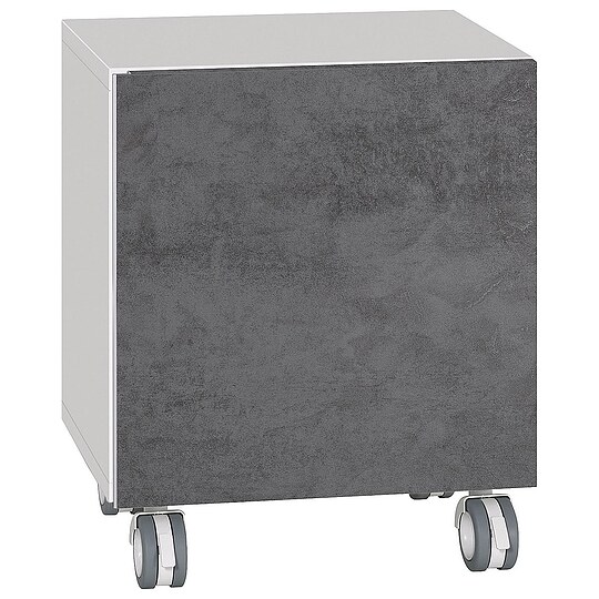 Bild 1 - Rollcontainer ELA, Korpus wei� seidenmatt, Front Beton dunkel, 400 x 400 x 350 mm