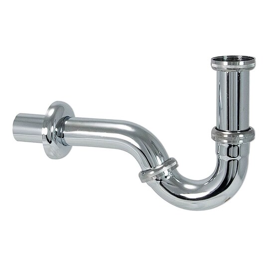 Bild 1 - R�hren-Sifon f�r Bidet DN 32 (1 1/4'') x � 32 mm - Messing verchromt - mit Rosette