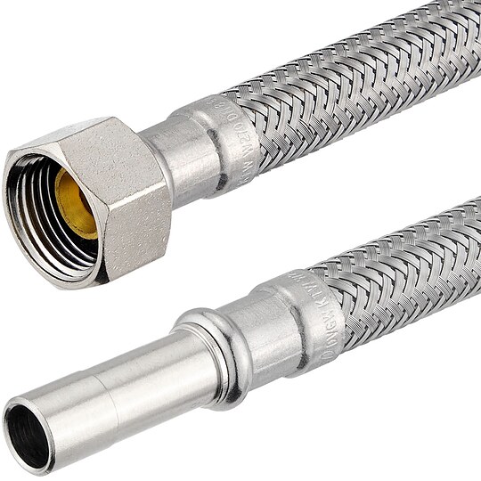 Bild 1 - Flexibler Verbindungsschlauch - 1 x berwurfmutter 3/8'' mit Dichtung und 1 x Rohrstutzen 10 mm - Lnge 300 mm