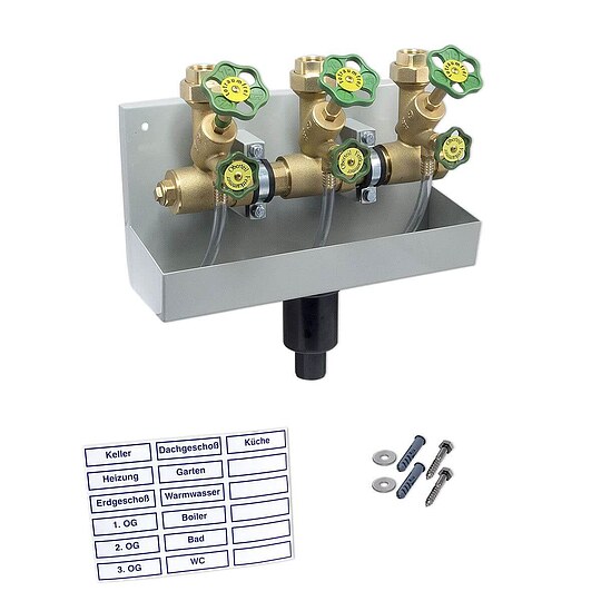 Bild 1 - Kompakt-Wasserverteiler, Zulauf 1 1/4'' mit 3 Abgängen