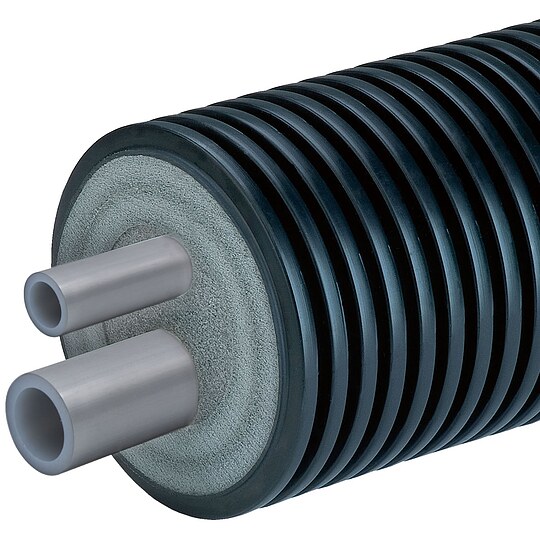 Bild 1 - AustroPEX WW Doppelrohr-Fernwrmeleitung fr Warmwasser - Meterware - 25 x 3,5 mm (DN 18) und 20 x 2,8 mm (DN 14) - Auenmantel 125 mm