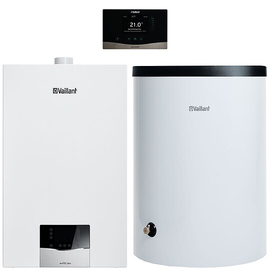 Bild 1 - Vaillant Gas-Brennwert-Paket 1.722/3 ecoTEC plus VC 20 CS/1-5 mit Regelung VRC 720/3 und 150 Liter Warmwasserspeicher VIH R - 8000016460