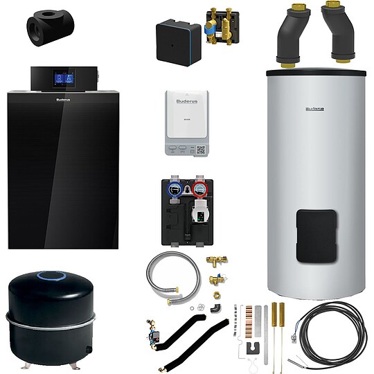 Bild 1 - Buderus KB195i.2 Logaplus Öl-Brennwert Heizungspaket K80 mit Warmwasserspeicher SU160, Bedienelement & Zubehör - 25 kW - 7739622683