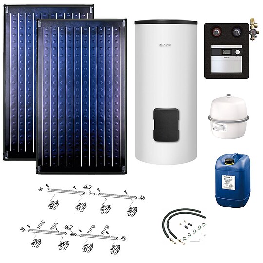 Bild 1 - Buderus Solaranlage Logaplus S2 - 2 Kollektoren (4,74m) SKN4.0-s mit Solarspeicher Logalux SM300 wei - 7739606273