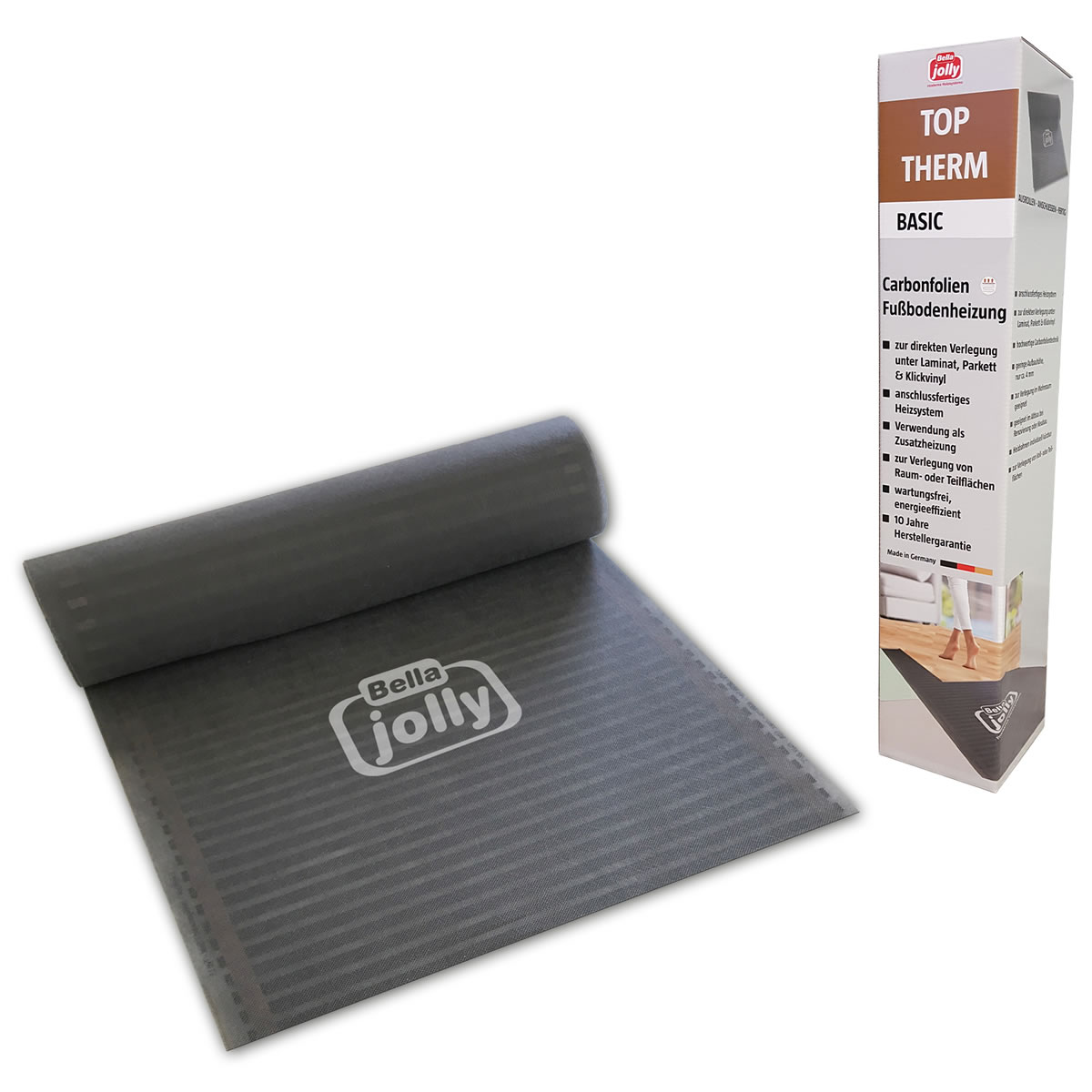 jollytherm Carbonfolienheizung Top-Therm BASIC 1,25 m² - Heizmatte 2,5 x 0,5 m inkl. Anschlussleitung - 05456