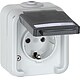Aufputz-Steckdose PEHA IP44, Schuko, Beschriftung, grau D 6620 WAB NA - 1-fach