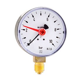 AFRISO Manometer RF 63 - Anschluss radial 1/4'' AG - Anzeige 0 - 10 bar - Solar geeignet