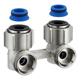 Buderus Logafix Hahnblock Eckform, Zweirohrsystem, IG 3/4