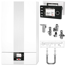 WOLF CGB-2 20 kW Gasbrennwert-Heizungspaket mit Bedienmodul BM-2 in schwarz und Zubeh�r - 8615009F30