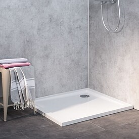 Combia Duschwanne Rechteck flach aus Mineral-Colorat, wei� - 100 x 90 x 3,5 cm