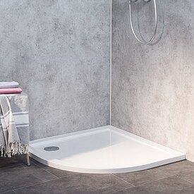 Combia Duschtasse Viertelkreis flach aus Mineral-Colorat, wei�, Anti-Rutsch-Beschichtung - 80 x 80 x 3,5 cm