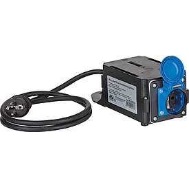 Einschaltstrombegrenzer 230V Schuko/Schuko, 1-phasig, IP44 - 215 x 95 x 80 mm