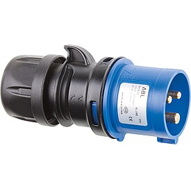Stecker IP44, 3-polig, 16 A 230 V - blau/grau - Schraubklemmen
