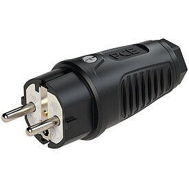 Schutzkontaktstecker Gummi(schwarz) - mit Schutzleiterkontakt