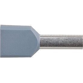 Zwillings-Aderendh�lsen isoliert 4,0 mm� x 23 mm, grau - 100 St�ck