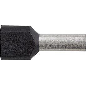 Zwillings-Aderendh�lsen isoliert 6,0 mm� x 26 mm, schwarz - 100 St�ck