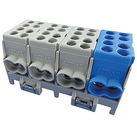 Hauptleitungs-Abzweigklemme - 3x grau, 1x blau 8x Eingang 25 mm� / 8x Ausgang 25 mm�