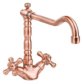 Zweigriff-Sp�ltischmischer Retro, Ausladung 235 mm, Kupfer - 93 207 87