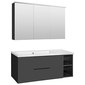 Badm�bel-Set Lossa, 2 Ausz�ge, 2 offene F�cher, anthrazit matt - 93 229 20