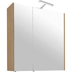 Spiegelschrank mit Beleuchtung Eiche natur, 2 T�ren, 700 x 750 x 188 mm