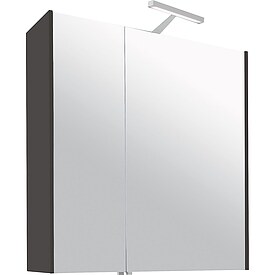 Spiegelschrank mit Beleuchtung anthrazit matt, 2 T�ren, 700 x 750 x 188 mm