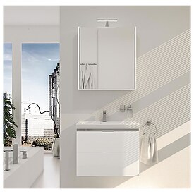 Badm�bel-Set EOLA, wei� Hochglanz, Breite 700 mm, 2 Ausz�ge - 93 230 90