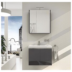 Badm�bel-Set EOLA anthrazit Hochglanz, 2 T�ren, Breite 710 mm - 93 232 16