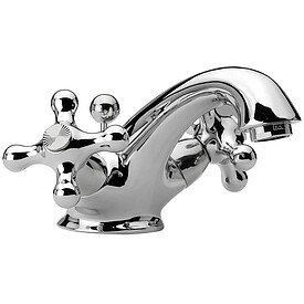 Waschtisch-Zweigriffmischer Retro 100 mm, mit Zugstange, chrom