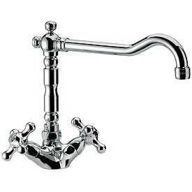 Waschtisch-Zweigriffmischer Retro 235 mm, mit Zugstange, chrom