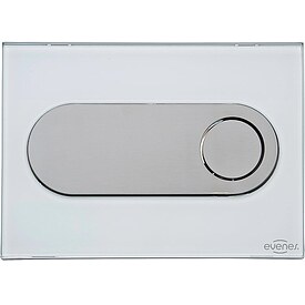 Evenes Bet�tigungsplatte Emon Glas wei� rund, 2-Mengen-Sp�lung, passend zu UP-Sp�lkasten 189 - 93 963 84